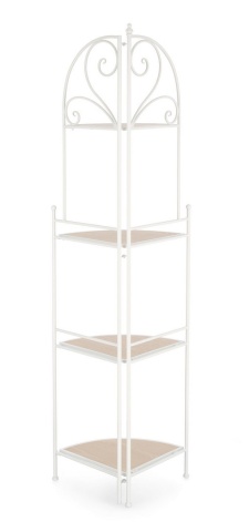 Raft de colț Guenda, pliabil, metal și MDF, alb, 48x35x165,5 cm - Img 4