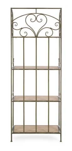 Raft Guenda cu 4 polițe, pliabil, din metal și MDF, verde închis, 59x28x167 cm - Img 4