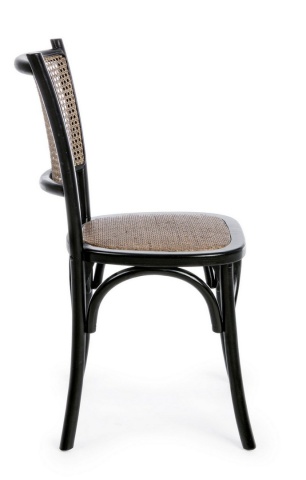 Scaun Carrel negru, din lemn de ulm și ratan natural, 45x53x89 cm - Img 4