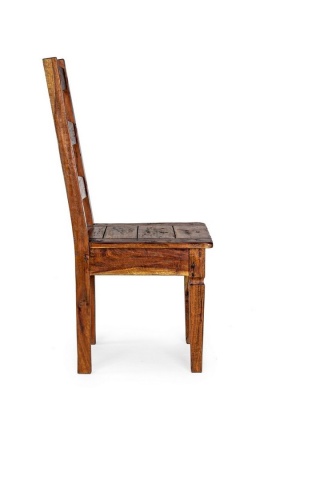 Scaun Chateaux, din lemn masiv de salcâm indian, finisaj antichizat rustic, 45x45x105 cm - Img 5