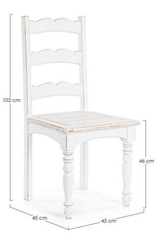 Scaun Colette din lemn masiv de mango albe 45x45x102 cm - Img 2