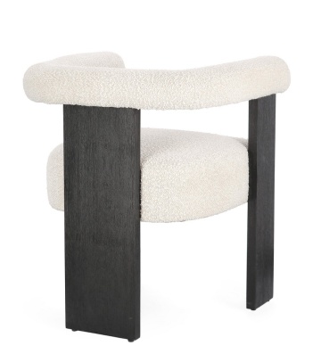Scaun cu brațe, din material textil buclat, Negru/crem, 70x60x71 cm - Img 2