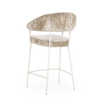 Scaun de bar Lizzy din Țesătură și metal taupe - Img 5
