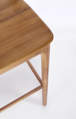 Scaun de bar Miley, din lemn de tec, natural, 48x51.5x102 cm - Img 7