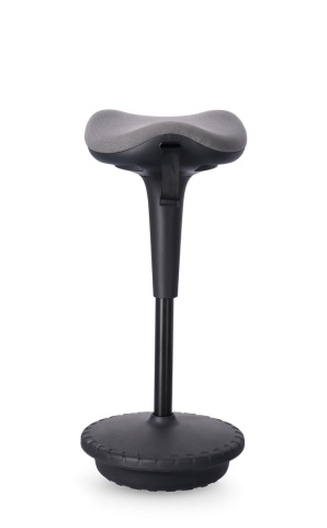 Scaun de bar reglabil pe înălțime, tapițat cu poliester, gri, diametru 34 cm - Img 2