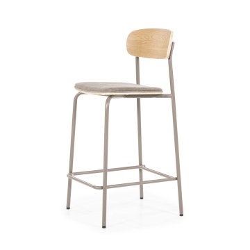 Scaun de bar Skoladin lemn de frasin taupe 95 cm - Img 2
