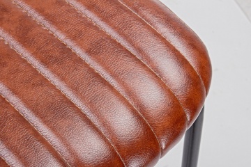 Scaun de bar Vintage, din piele ecologică, portocaliu închis, 44x51x100 cm - Img 6