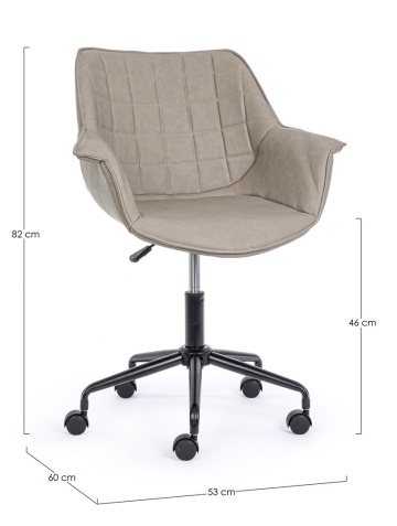 Scaun de birou Joshua, reglabil, cu brațe, din piele ecologică, taupe, 53x60x82 cm - Img 2