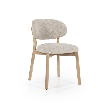 Scaun Mikky Tesatura taupe si lemn de stejar natural - Img 11