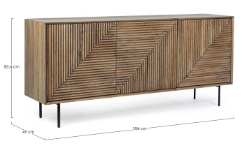 Servanta Darsey, cu 3 uși, din lemn de mango și oțel, 184x45x83.4 cm - Img 2