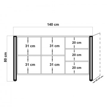 Servanta din pal melaminat Arcas Freda pin 140x 80x 45 cm - Img 3