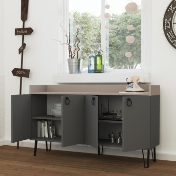 Servanta din pal melaminat Dea antracit 140x80x36 cm - Img 2