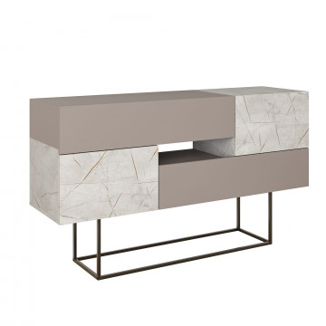 Servanta din pal melaminat Eros marmura si gri 145x82x30 cm
