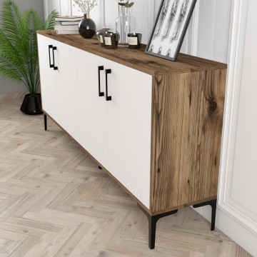 Servanta din pal melaminat Kiev nuc si alb 180x78x35 cm - Img 5