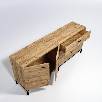Servanta din pal melaminat Riga stejar 180x80x45 cm - Img 7