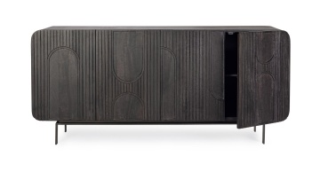 Servanta Orissa, 4 uși, din lemn de mango și oțel, 180x42x82 cm - Img 9