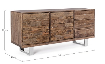 Servanta STANTON, din lemn de mango și lemn reciclat, 2 uși, 3 sertare, 160x45x75 cm - Img 2