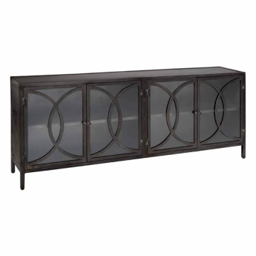 Servanta Stelvio din metal si sticla neagra 200 cm