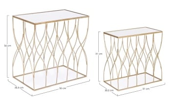 Set 2 Măsuțe de cafea dreptunghiulare Elenor, metal și sticlă, lungimi 51 și 56 cm - Img 2