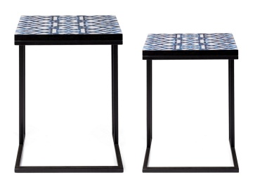 Set 2 măsuțe de cafea Neapolis, cu cadru metalic și blat imprimat, 40.5x30x56 cm și 45.5x33x62.5 cm - Img 3