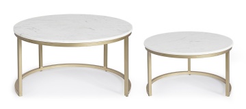 Set 2 măsuțe de cafea Phoenix, blat din marmură și cadru din oțel, diametru 75 cm și 60 cm - Img 3
