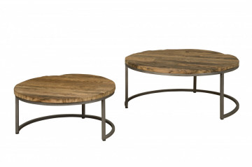Set 2 masute de cafea rotunde din lemn 90x90x40 cm maro