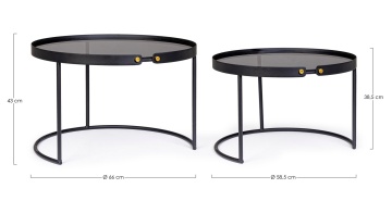 Set 2 măsuțe de cafea rotunde Zeina, din oțel și sticlă securizată - Img 2