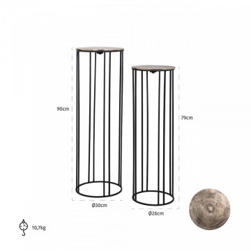 Set 2 masute pentru plante cu blat din aluminiu Novan 79x90 cm - Img 3