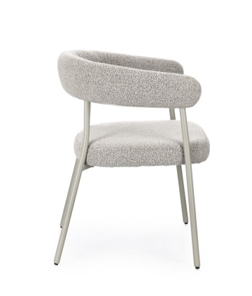 Set 2 scaune cu brațe Giaele, tapițerie efect buclat, picioare din oțel, gri cald/taupe, 59.5x56.5x75.5 cm - Img 5