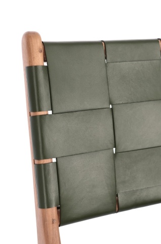 Set 2 scaune Joanna, din lemn de tec și piele naturală, verde, 46 x 59 x 85 cm - Img 7