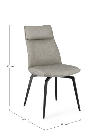 Set 2 scaune Lawrence, piele ecologică și picioare din oțel vopsit, taupe, 48x64x92 cm - Img 2