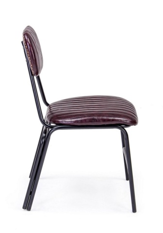 Set 2 scaune vintage cu ținte metalice, tapițate cu piele ecologică, bordo, 44 x 55 x 78 cm - Img 5