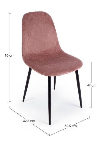 Set 4 scaune Irelia, din catifea, Roz, 52,5x42,5x90 cm - Img 3