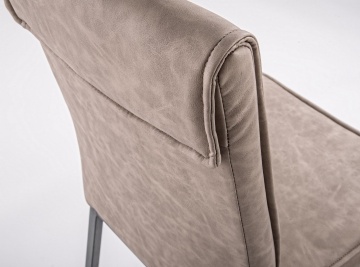 Set 4 scaune Sofie, tapițate cu piele ecologică vintage, taupe 43x59.5x99.5 cm - Img 8