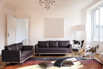 Set de 2 fotolii stil nordic, din piele naturală și oțel, 68x70x93 cm - Img 9