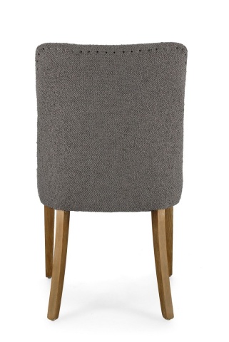 Set de 2 scaune Beatriz, cu ținte metalice, tapițerie din poliester cu efect buclé, gri, 48x57x88 cm - Img 4