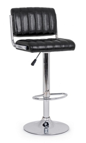 Set de 2 scaune de bar Barclay din oțel cromat și piele ecologică, negru