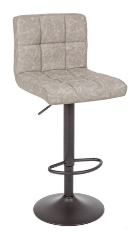 Set de 2 scaune de bar Greyson, reglabile pe înălțime, cu șezut din piele ecologică gri deschis și bază metalică gri mat, 42x51x63.5-84.5 cm
