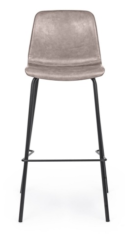 Set de 2 scaune de bar Kyra, vintage, piele ecologică bej, picioare din oțel vopsit electrostatic, 44x103,5 cm - Img 3