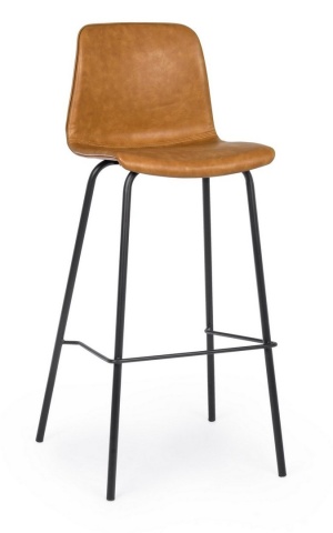 Set de 2 scaune de bar Kyra, vintage, piele ecologică maro, picioare din oțel , 44x103,5 cm