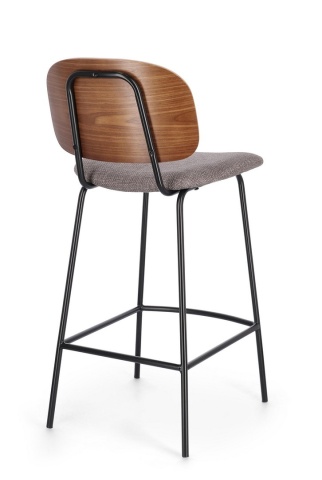 Set de 2 scaune de bar vintage din oțel și textil, gri - Img 2