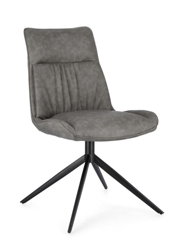 Set de 2 scaune din piele ecologică și oțel vopsit electrostatic, Gri, 50 x 64 x 86 cm