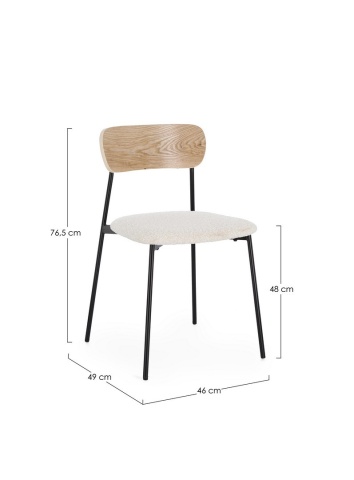 Set de 2 scaune Genevieve, tapițerie bouclé, ivoire, 46x49x76.5 cm - Img 3
