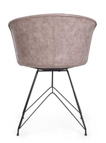 Set de 2 scaune Loft, din metal negru și piele ecologică bej, 56x54x76 cm - Img 4