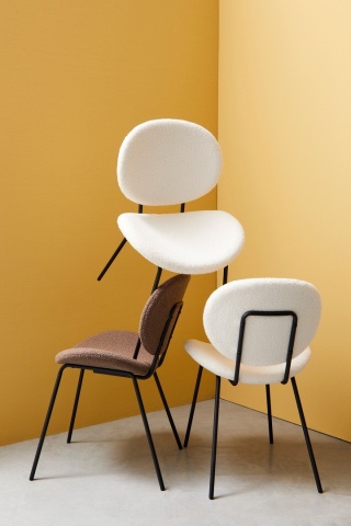 Set de 2 scaune Maddie, din țesătură bouclé și metal, maro, 52x60x80 cm - Img 10
