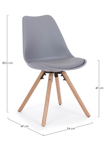 Set de 2 scaune New Trend, din plastic și lemn de fag, gri, 54x49x83.5 cm - Img 2