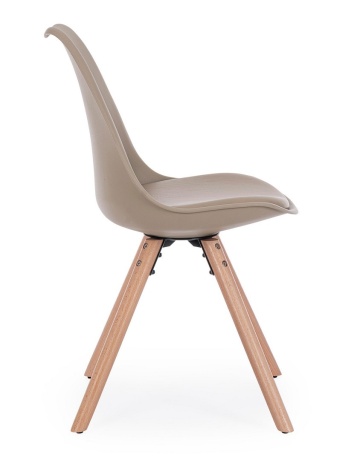 Set de 2 scaune New Trend, din plastic și lemn de fag, taupe, 54x49x83.5 cm - Img 5
