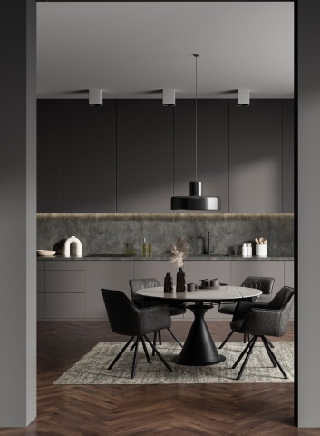 Set de 2 scaune pivotante din piele ecologică, gri, 59.5x61x84 cm - Img 8