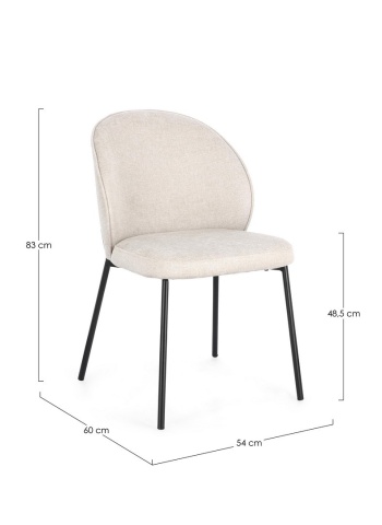 Set de 2 scaune Wendy tapitate negru/bej, 54x60x83 cm - Img 3