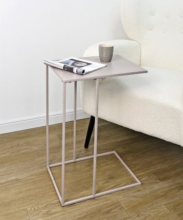 Set de 4 măsuțe laterale Alrik, rectangulare, din oțel vopsit electrostatic, bej, 40x30x58 cm - Img 6